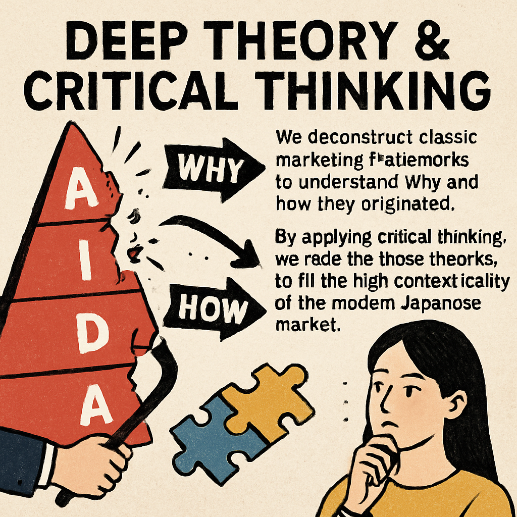 Deep Theory  Critical ThinkingWe deconstruct classic marketing frameworks to understand why and how they originated By applying critical thinking we r-1