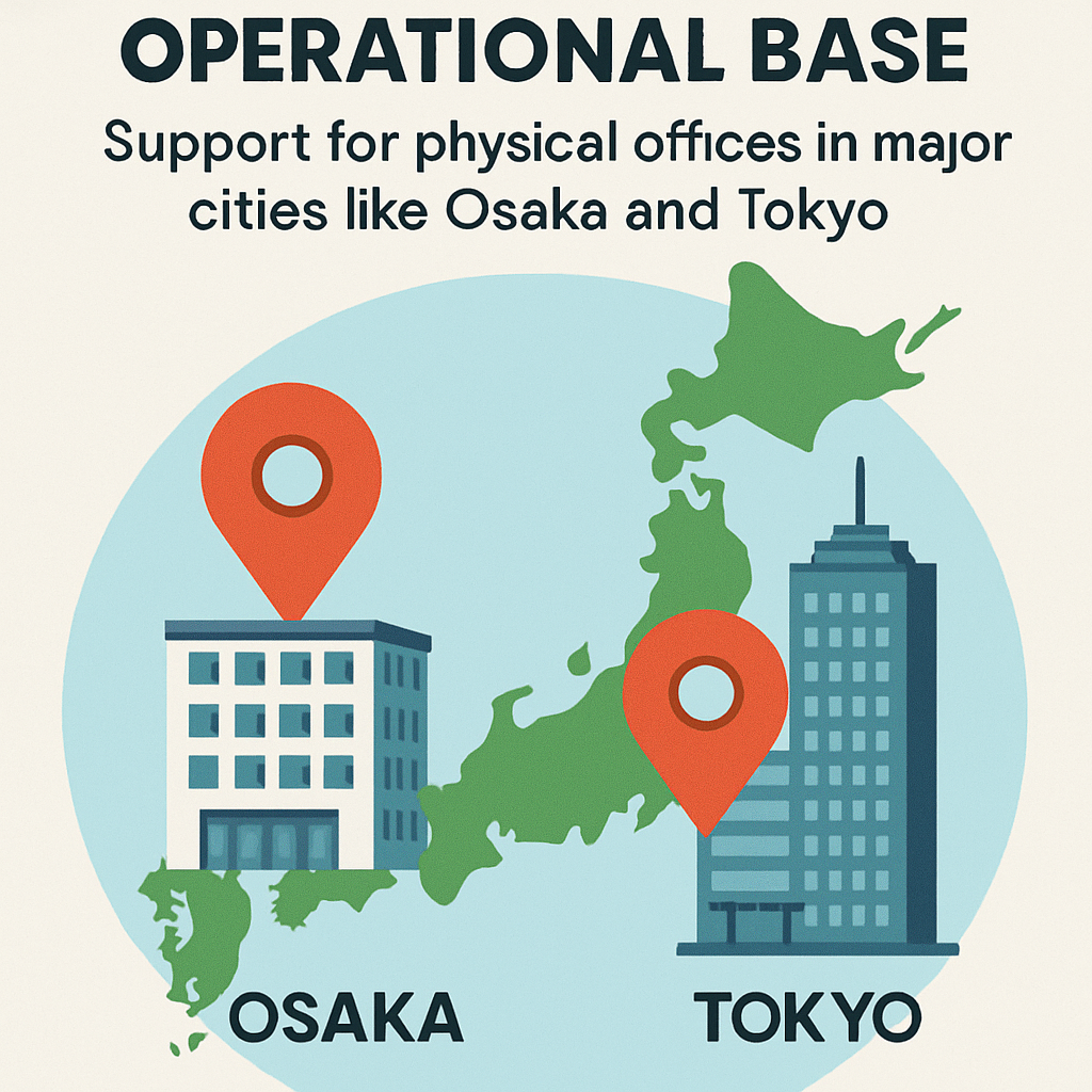 Operational BaseSupport for physical offices in major cities like Osaka and Tokyo